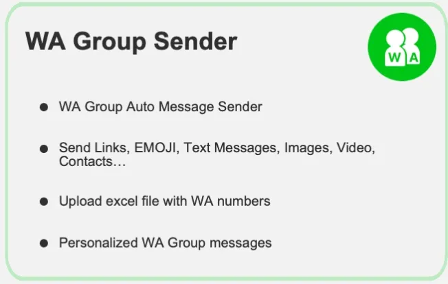 امتداد WhatsApp: مرسل مجموعة Wa