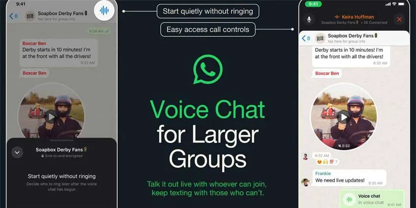 how to start voice chat in whatsapp group