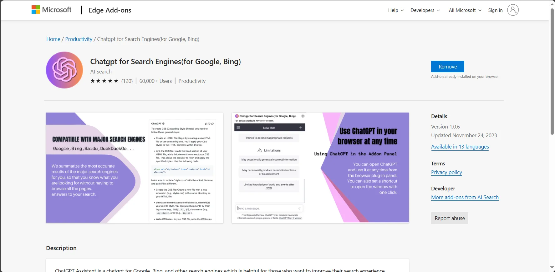 Chatgpt for Search Engines(for Google, Bing)