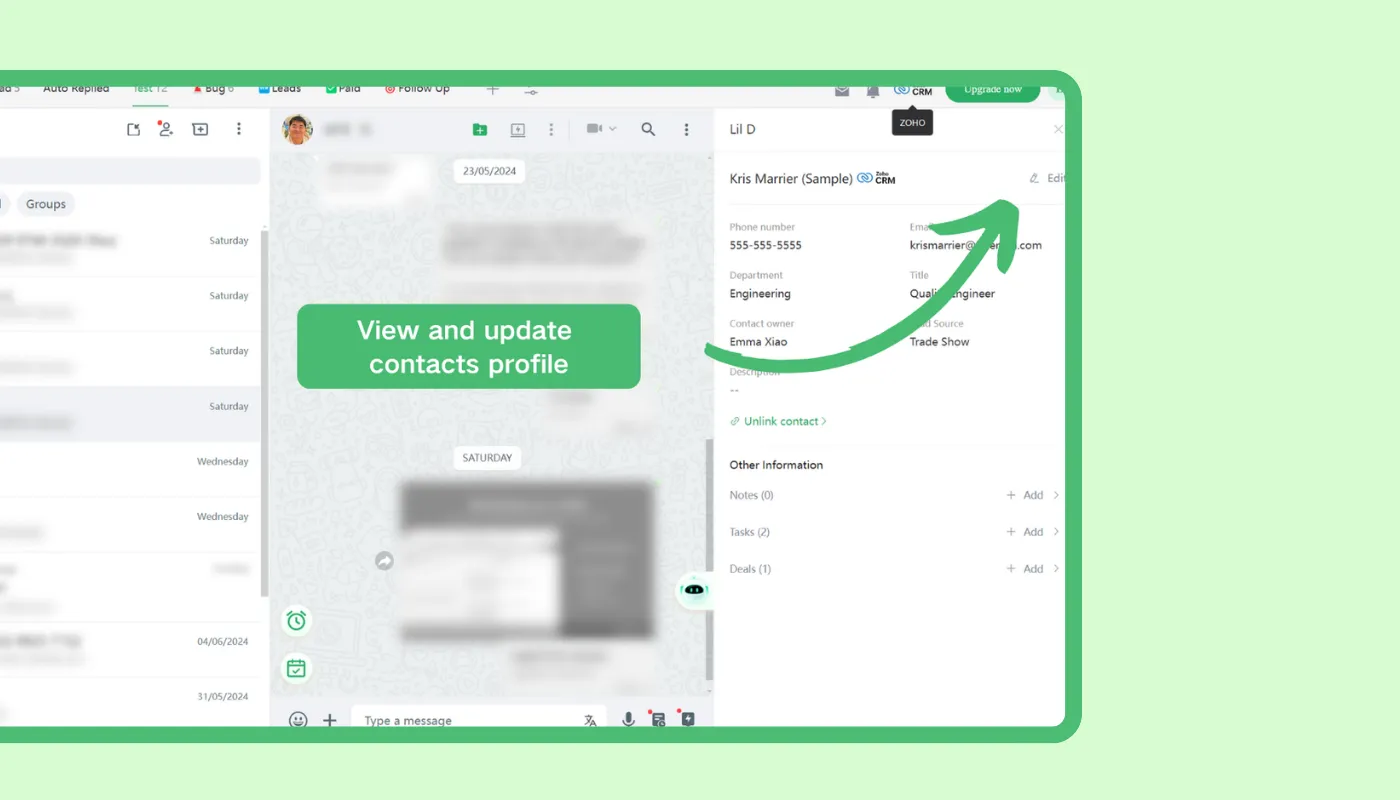 WAPlus - تكامل WhatsApp مع Zoho CRM